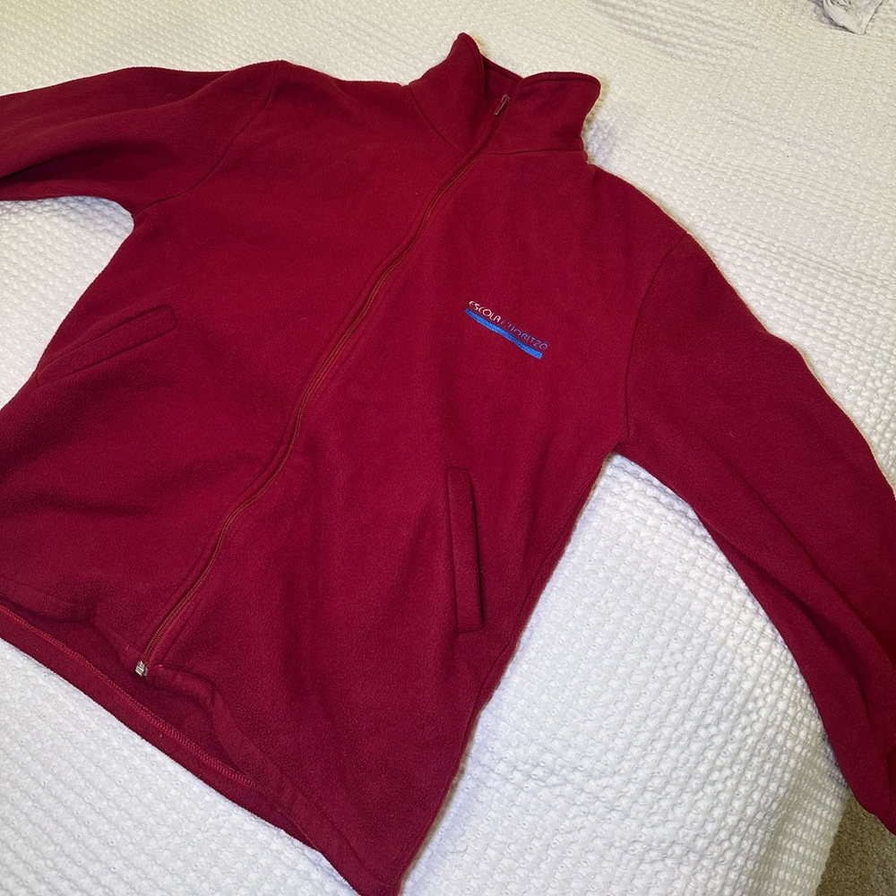Red Full-Zip Fleece Jacket with Chest Logo